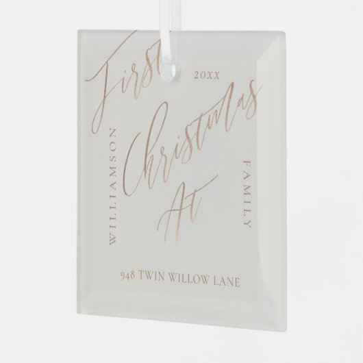 Elegant Roos Gold Calligrafen - Nieuw startpunt Glas Ornament (Voorkant links)