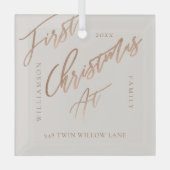 Elegant Roos Gold Calligrafen - Nieuw startpunt Glas Ornament (Voorkant)