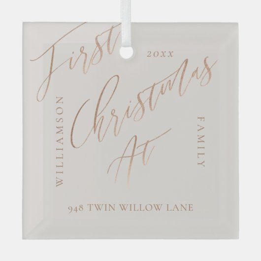 Elegant Roos Gold Calligrafen - Nieuw startpunt Glas Ornament (Voorkant)