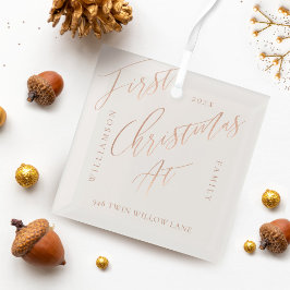 Elegant Roos Gold Calligrafen - Nieuw startpunt Glas Ornament