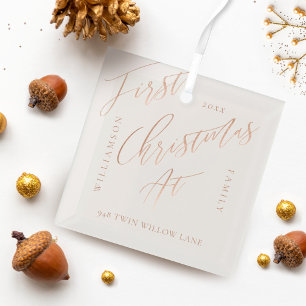 Elegant Roos Gold Calligrafen - Nieuw startpunt Glas Ornament