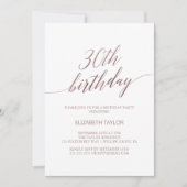 Elegant Roos Gold Calligrafie 30e verjaardag Kaart (Voorkant)