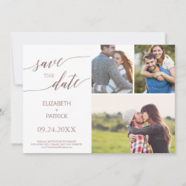 Elegant Roos Gold Calligrafie 3 Foto Collage Save The Date