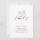 Elegant Roos Gold Calligrafie 40e verjaardag Kaart (Voorkant)