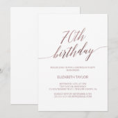 Elegant Roos Gold Calligrafie 70e verjaardag Kaart (Voorkant / Achterkant)