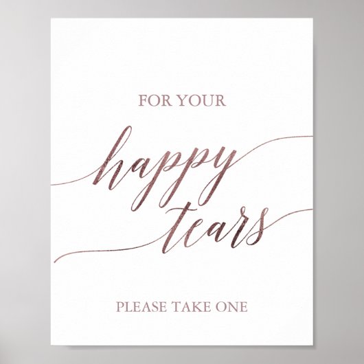 Elegant Roos Gold Calligrafie Happy Tears Poster (Voorkant)