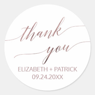 Elegant Roos Gold Calligrafie Hartelijk dank Ronde Sticker