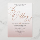 Elegant Roos Gold Calligrafie Het huwelijk van Folie Uitnodiging (Voorkant)