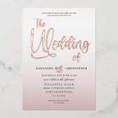 Elegant Roos Gold Calligrafie Het huwelijk van Folie Uitnodiging (Voorkant)