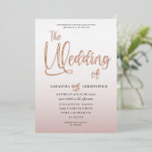 Elegant Roos Gold Calligrafie Het huwelijk van Folie Uitnodiging (Staand Voorkant)