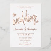 Elegant Roos Gold Calligrafie Het huwelijk van Folie Uitnodiging (Voorkant)