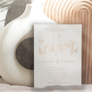 Elegant Roos Gold Calligrafie Het huwelijk van Folie Uitnodiging