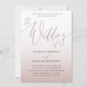 Elegant Roos Gold Calligrafie Het huwelijk van Kaart (Voorkant)