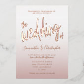 Elegant Roos Gold Calligrafie Het verbreken van Fo Folie Uitnodiging (Voorkant)