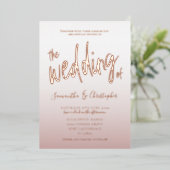 Elegant Roos Gold Calligrafie Het verbreken van Fo Folie Uitnodiging (Staand Voorkant)