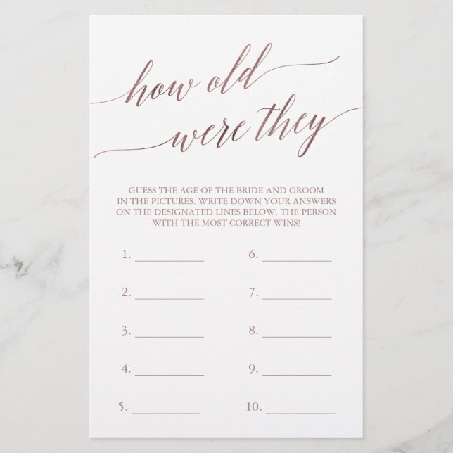 Elegant Roos Gold Calligrafie hoe oud ze waren (Voorkant)