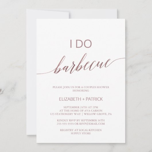Elegant Roos Gold Calligrafie I Do Barbecue Kaart (Voorkant)