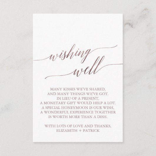 Elegant Roos Gold Calligrafie Informatiekaartje (Voorkant)