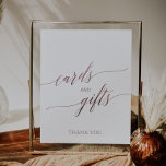 Elegant Roos Gold Calligrafie-Kaarten en cadeaubon Poster<br><div class="desc">Dit elegante roos goudkalligrafiekaarten en cadeaubord is perfect voor een eenvoudige bruiloft of een eenvoudig vrijgezellenfeest. Het lichtroze ontwerp is voorzien van een minimalistisch bord met romantische en grillige faux roos gouden folie. De lijn van tekst bij de bodem van het teken kan met de datum, de namen van de...</div>