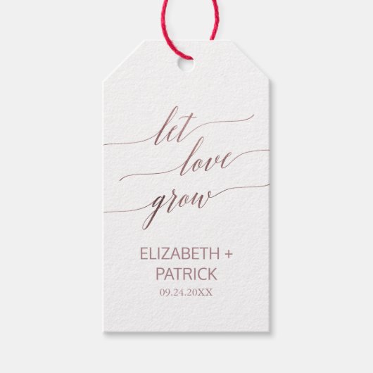 Elegant Roos Gold Calligrafie laat de liefde groei Cadeaulabel (Voorkant)