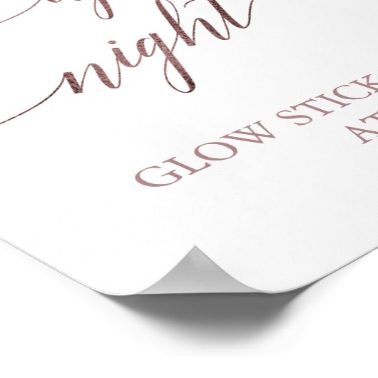 Elegant Roos Gold Calligrafie licht de nacht op Poster (Hoek)