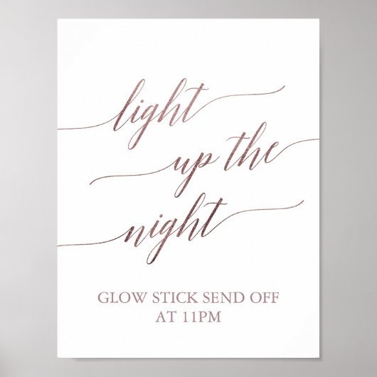 Elegant Roos Gold Calligrafie licht de nacht op Poster (Voorkant)