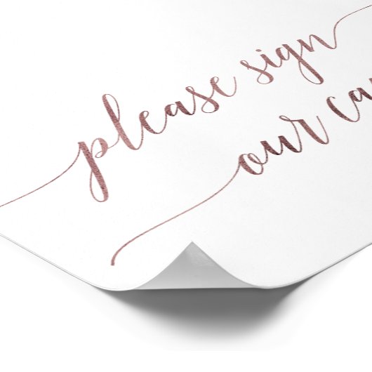 Elegant Roos Gold Calligrafie Onderteken ons Canva Poster (Hoek)