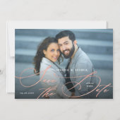 Elegant Roos Gold Calligrafie Save the Date Magnet Magnetische Uitnodiging (Voorkant)