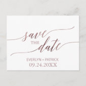 Elegant Roos Gold Calligrafie Sparen de Datum Aankondigingskaart (Voorkant)