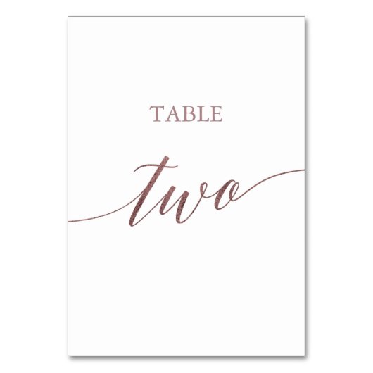 Elegant Roos Gold Calligrafie Tabel 2 Kaart (Voorkant)