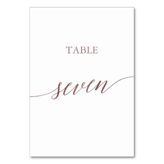 Elegant Roos Gold Calligrafie Tabel 7 Kaart (Voorkant)