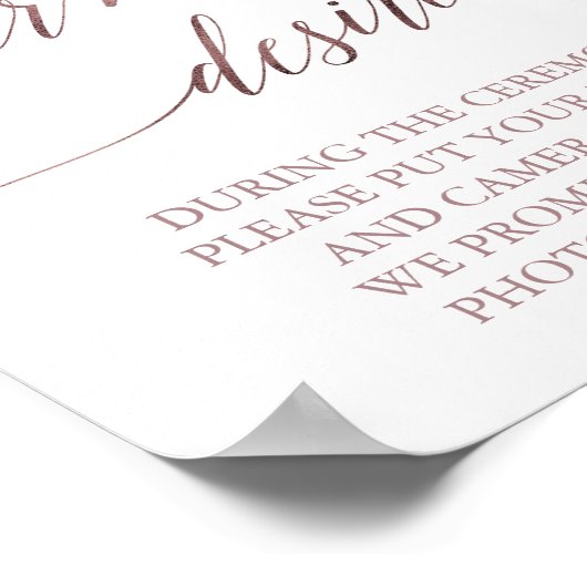 Elegant Roos Gold Calligrafie Uw hartverlangen Poster (Hoek)