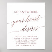 Elegant Roos Gold Calligrafie Uw hartverlangen Poster (Voorkant)