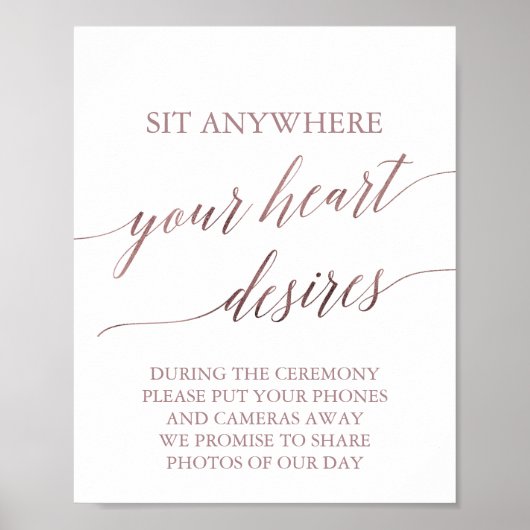 Elegant Roos Gold Calligrafie Uw hartverlangen Poster (Voorkant)