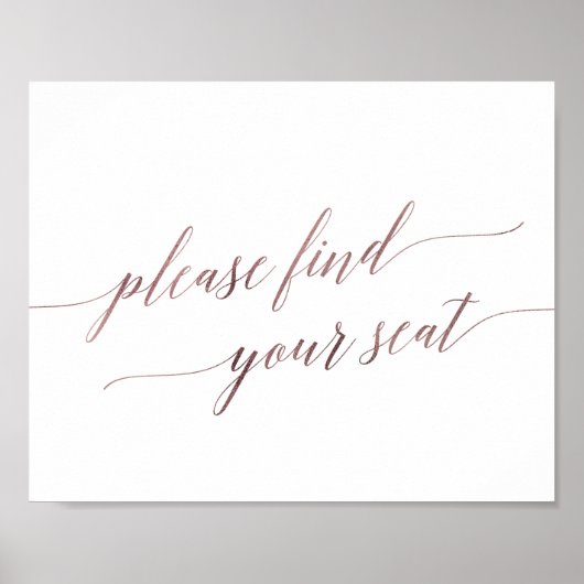 Elegant Roos Gold Calligrafie vind je zitplaatje Poster (Voorkant)