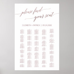 Elegant Roos Gold Calligraphy 200+ Seating Chart Poster