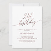Elegant Roos Gold Calligraphy 21st Birthday Kaart (Voorkant)