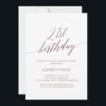 Elegant Roos Gold Calligraphy 21st Birthday Kaart<br><div class="desc">Deze elegante roos goudkalligrafie 21ste verjaardagsuitnodiging is perfect voor een eenvoudig verjaardagsfeest. Het lichtroze ontwerp is voorzien van een minimalistische kaart met romantische en grillige faux roos gouden folie. Opmerking: dit ontwerp biedt geen echte roos Gold folie. Het is een afbeelding van hoge kwaliteit gemaakt om eruit te zien als...</div>