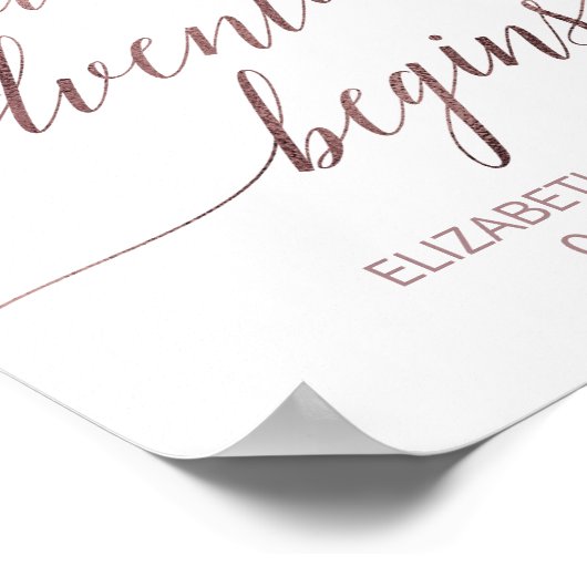 Elegant Roos Gold Calligraphy Adventure begint Poster (Hoek)