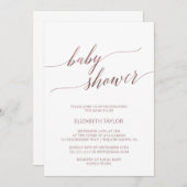 Elegant Roos Gold Calligraphy Baby shower Kaart (Voorkant / Achterkant)