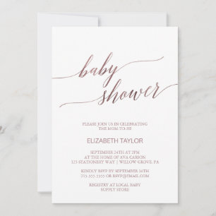 Elegant Roos Gold Calligraphy Baby shower Kaart