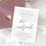 Elegant Roos Gold Calligraphy Bat Mitzvah Kaart<br><div class="desc">Deze elegante roos goudkalligrafie Bat Mitzvah-uitnodiging is perfect voor een eenvoudige vleermuis mitzvah. Het lichtroze ontwerp is voorzien van een minimalistische kaart met romantische en grillige faux roos gouden folie. Opmerking: dit ontwerp biedt geen echte roos Gold folie. Het is een afbeelding van hoge kwaliteit gemaakt om eruit te zien...</div>