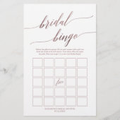 Elegant Roos Gold Calligraphy Bridal Bingo Game Flyer (Voorkant)