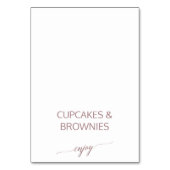 Elegant Roos Gold Calligraphy Buffet Food Labels Kaart (Voorkant)