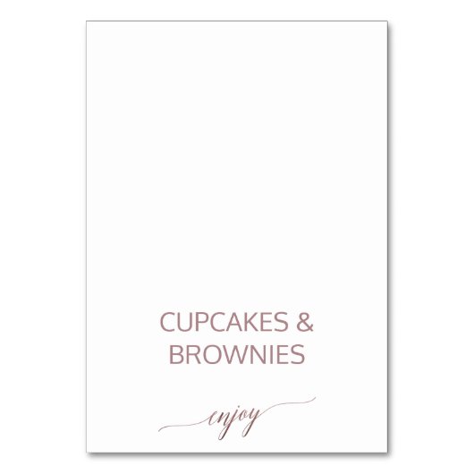 Elegant Roos Gold Calligraphy Buffet Food Labels Kaart (Voorkant)