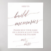 Elegant Roos Gold Calligraphy Build Memories Sign Poster (Voorkant)