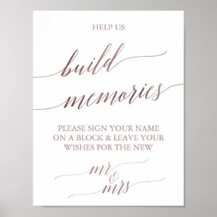 Elegant Roos Gold Calligraphy Build Memories Sign Poster