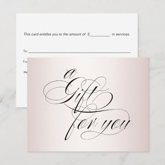 Elegant Roos Gold Calligraphy Cadeaubon (Voorkant / Achterkant)