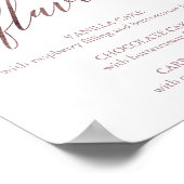 Elegant Roos Gold Calligraphy Cake Flavors Sign Poster (Hoek)