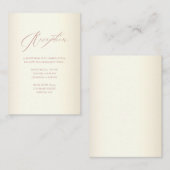 Elegant Roos Gold Calligraphy Champagne Wedding Informatiekaartje (Voorkant / Achterkant)